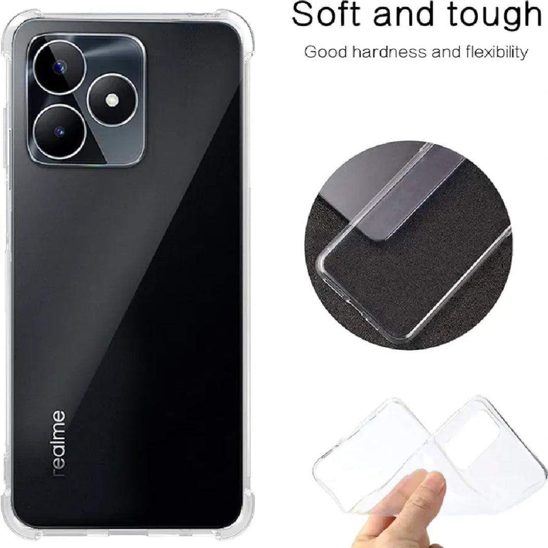 REALME Crystal Clear Transparent Shockproof Mobile Back Cover